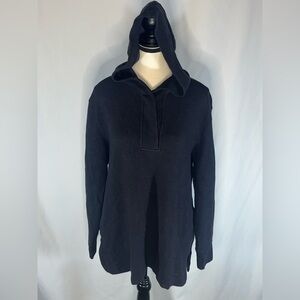 Athleta Coaster Luxe Waffle Knit Hooded Thermal Cozy Tunic Pullover w/Side Slits